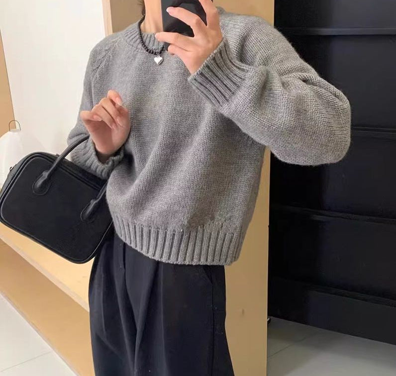 Pull à col rond, coupe décontractée