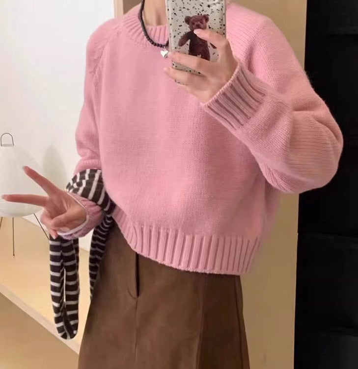 Pull à col rond, coupe décontractée