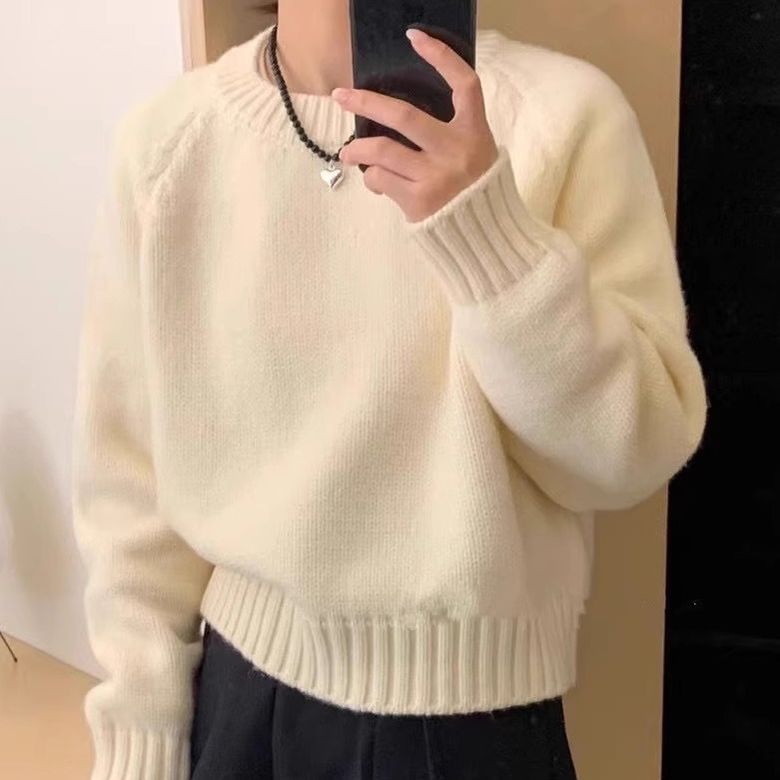 Pull à col rond, coupe décontractée