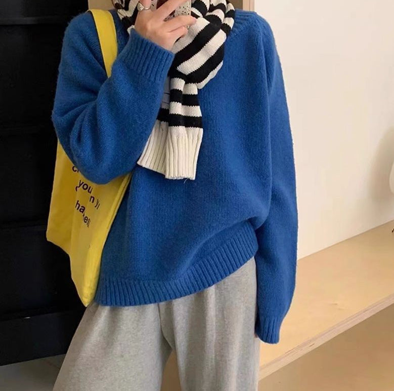 Pull à col rond, coupe décontractée