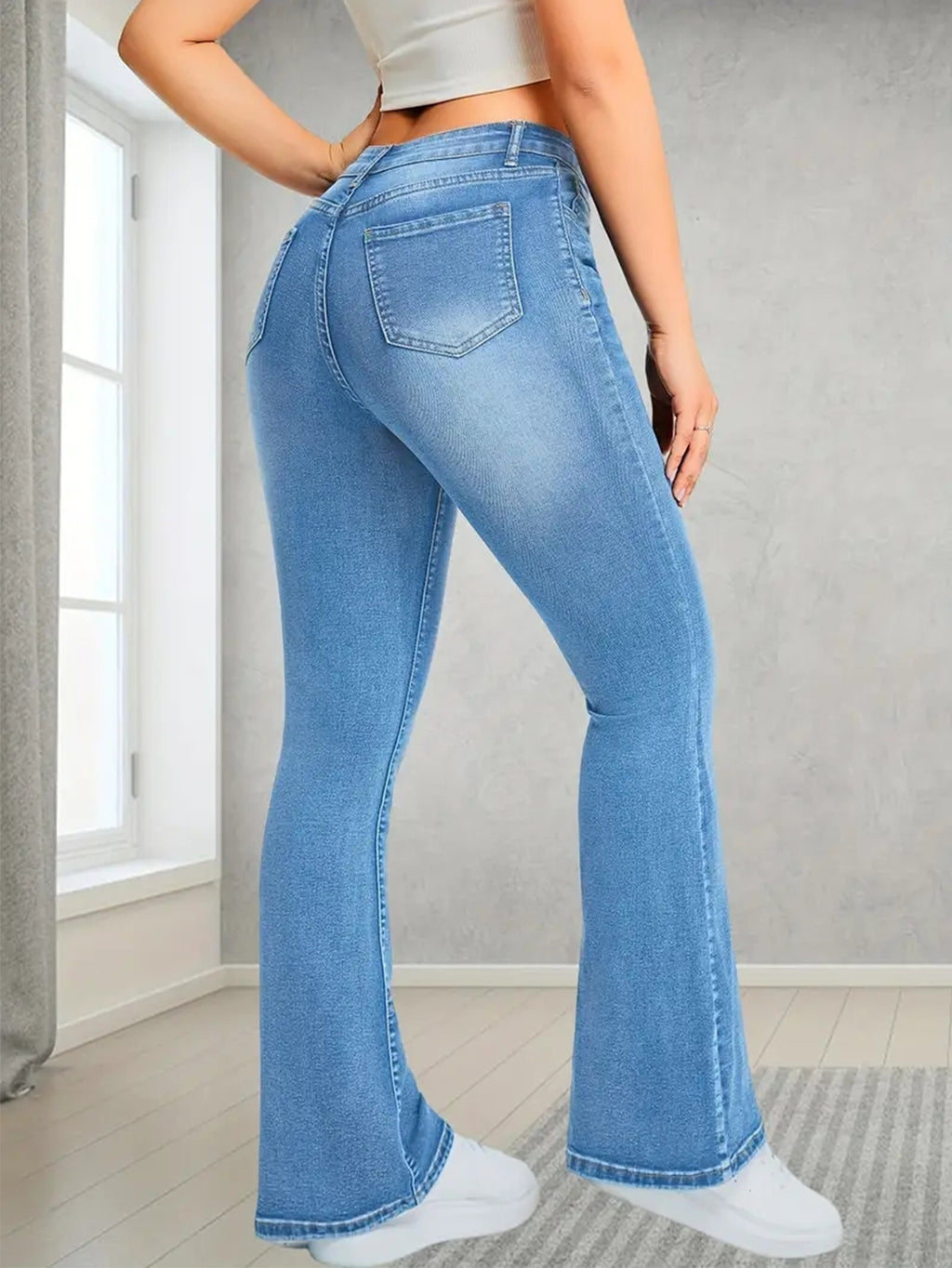 Jean évasé stretch taille haute