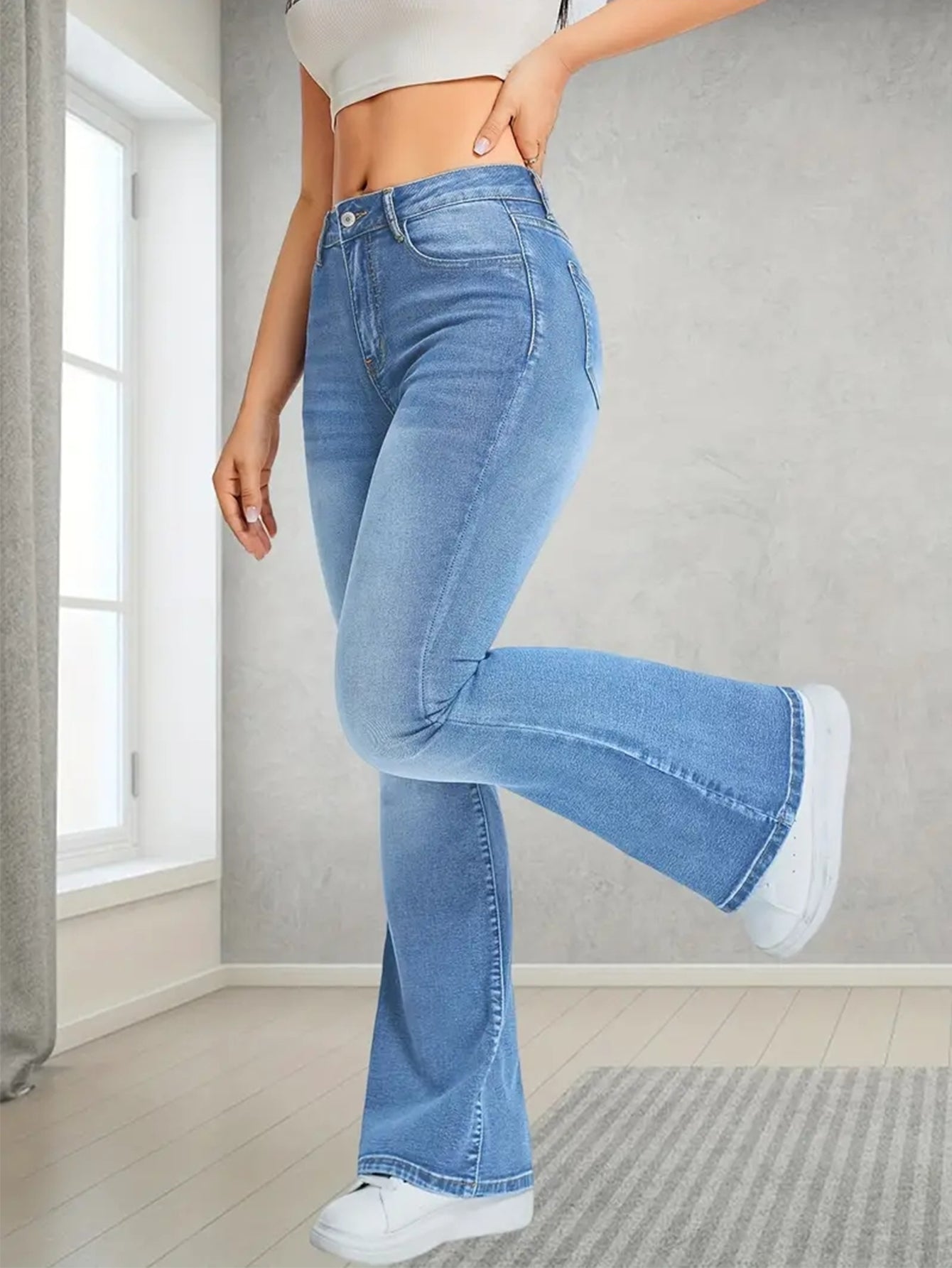 Jean évasé stretch taille haute