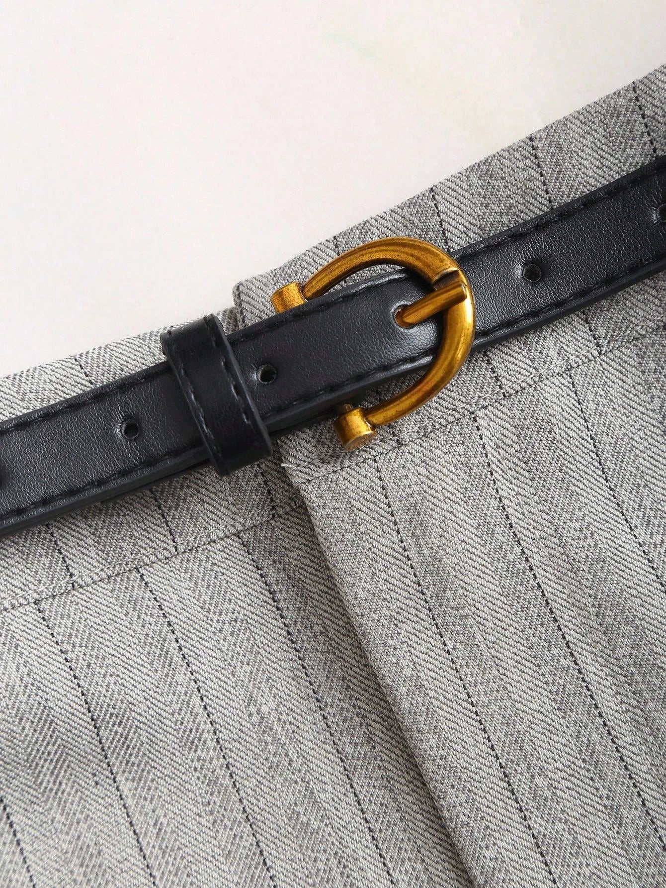 Pantalon de bureau plissé à rayures grises pour femmes, élégant, décontracté, jambes larges, ample, Long, printemps/automne