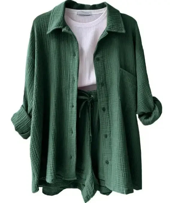 Chemise longue et short taille haute, idéale pour l'été