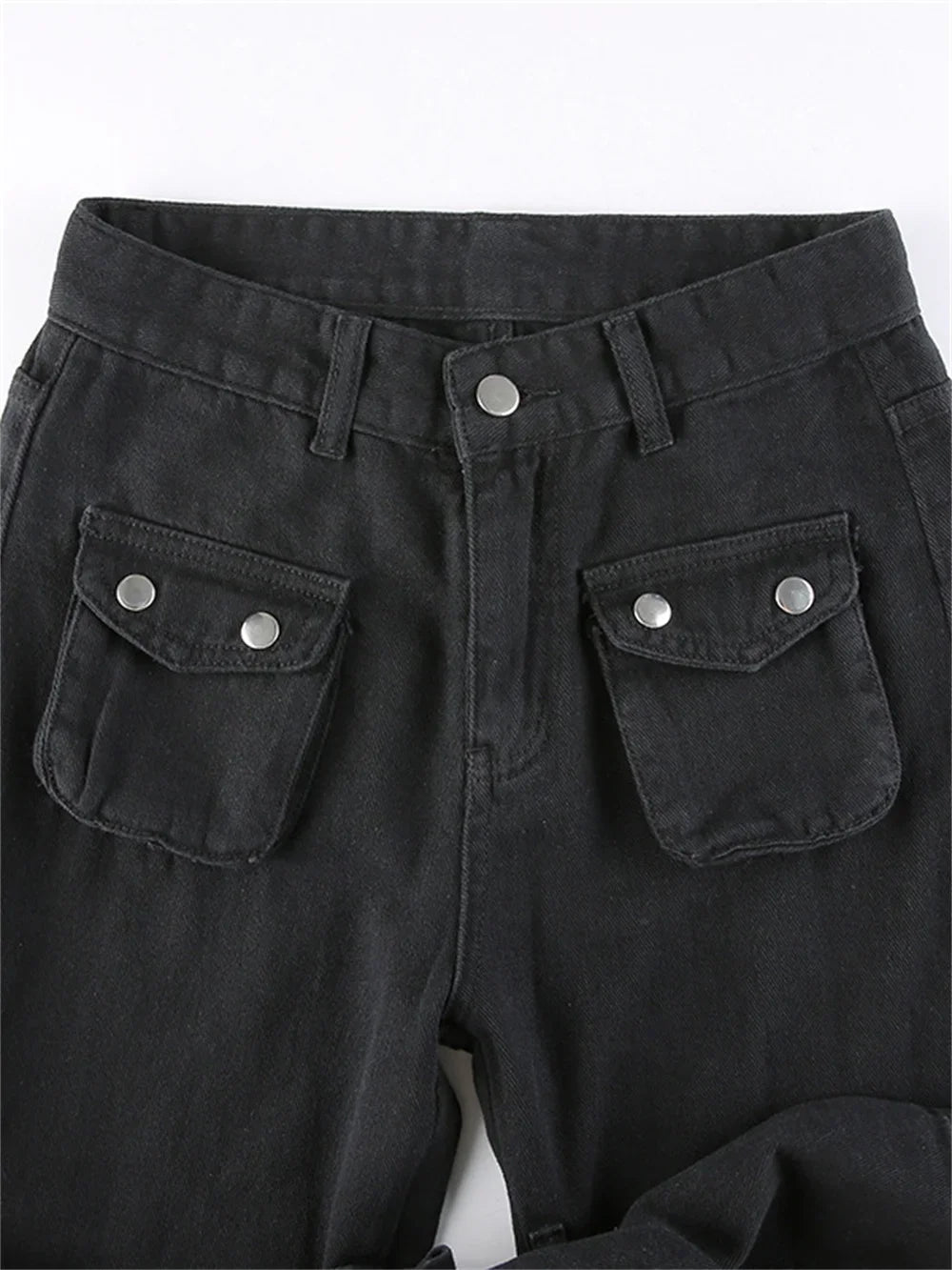 Jean Cargo Cyberpunk Noir & Rouge Volcan