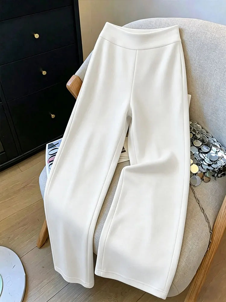 Pantalon ample à jambes droites de couleur unie pour femmes, avec ceinture élastique, pantalon décontracté à jambes larges pour l'été, streetwear, bas de tenue pour tous les jours