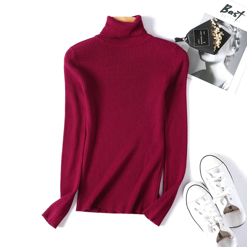 Pull en maille à col roulé , manches longues