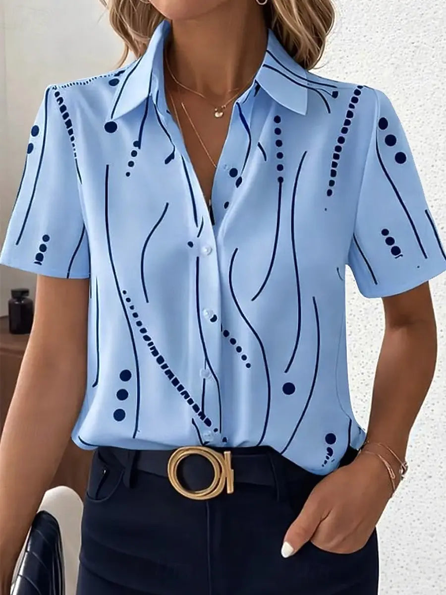 Chemise femme, manches courtes, motif à pois, Collection été
