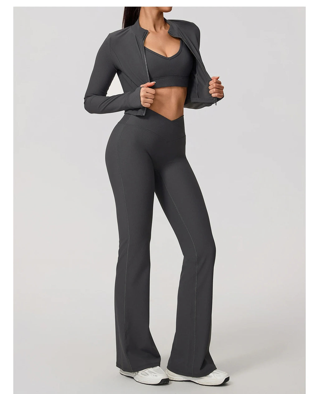 Ensemble de sport femme, Hauts manches longues, Pantalon évasé