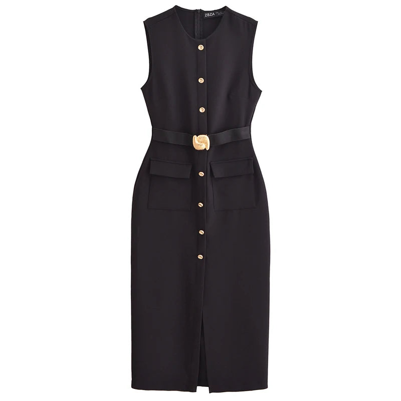 Robe Longue Boutonnée avec Poches, idéale pour un événement chic en été !
