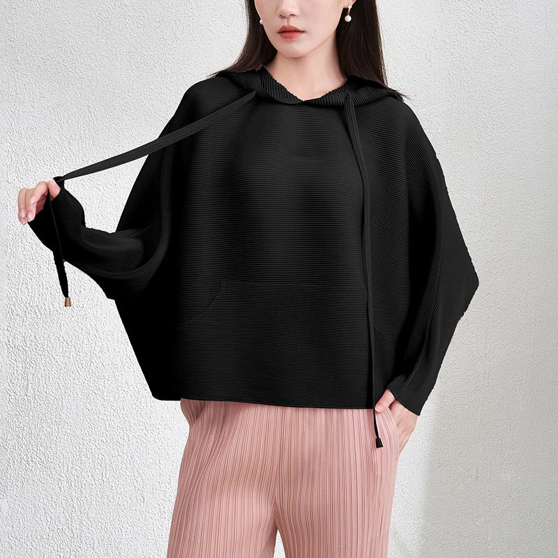 Sweat à capuche mode élastique sweat à capuche plissé hauts décontracté