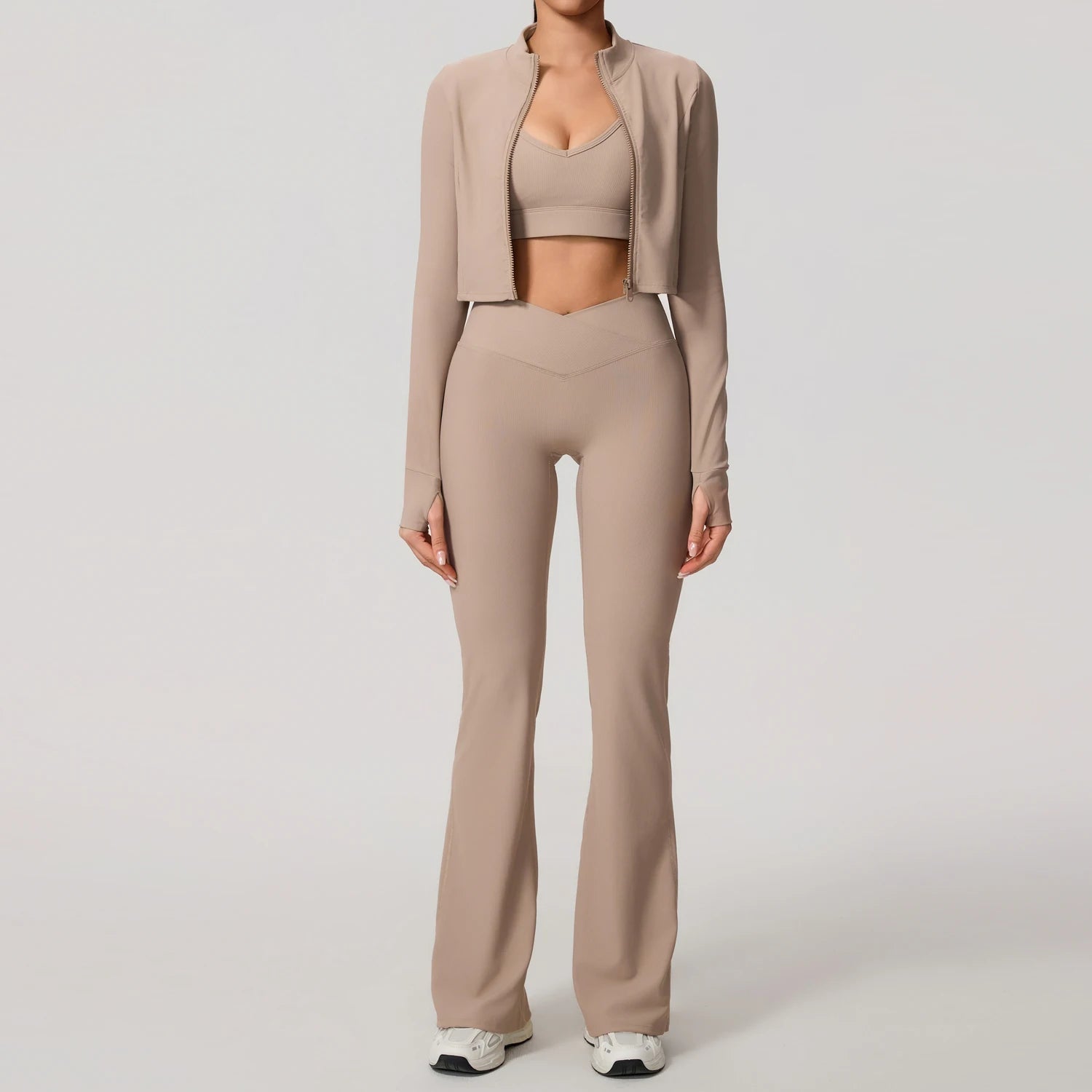 Ensemble de sport femme, Hauts manches longues, Pantalon évasé