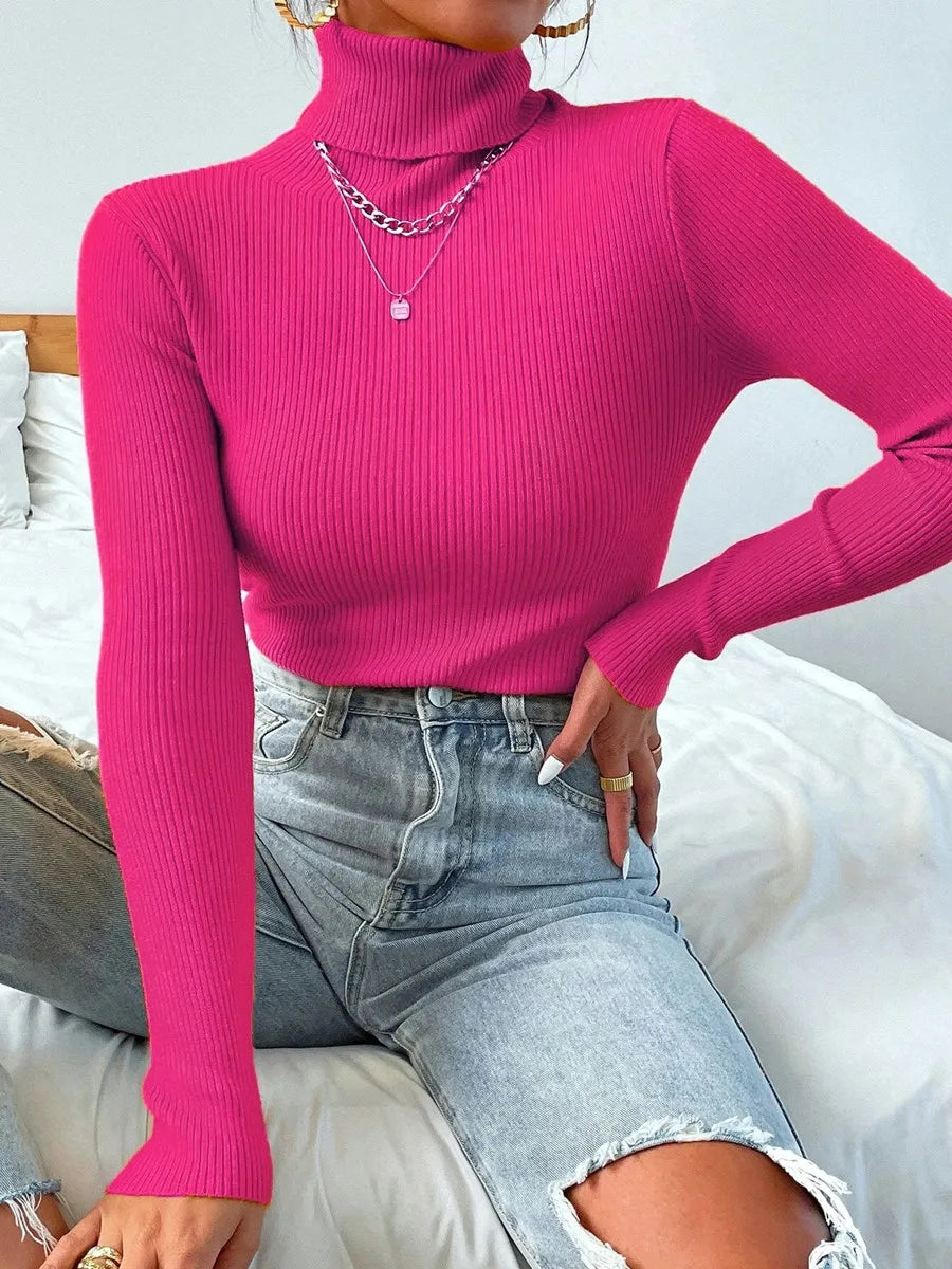 Pull en maille à col roulé , manches longues