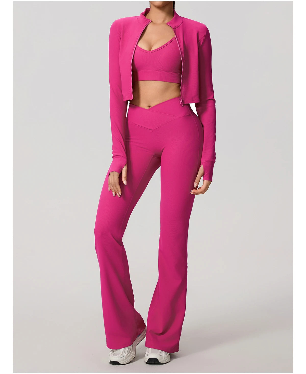 Ensemble de sport femme, Hauts manches longues, Pantalon évasé