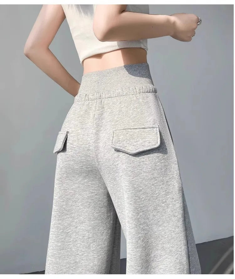Pantalon de sport gris, taille haute