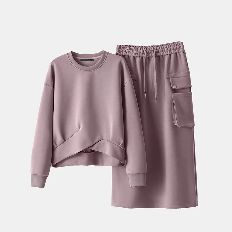 Ensemble deux pièces : jupe cargo décontractée et sweat-shirt