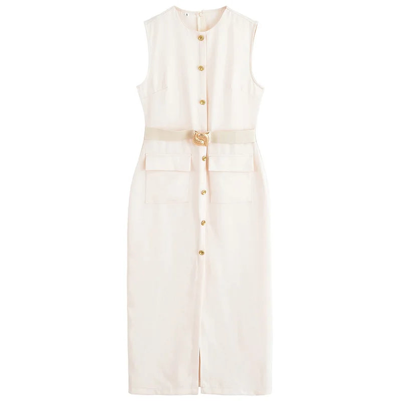 Robe Longue Boutonnée avec Poches, idéale pour un événement chic en été !