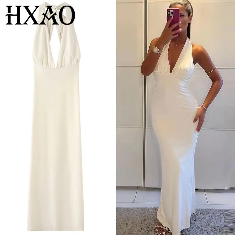 Robes longues Col en v  dos nu, Tenues de soirée