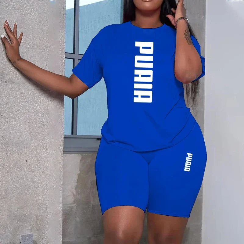 Ensemble 2 Pièces Short et T-shirt extensibles à Manches Courtes