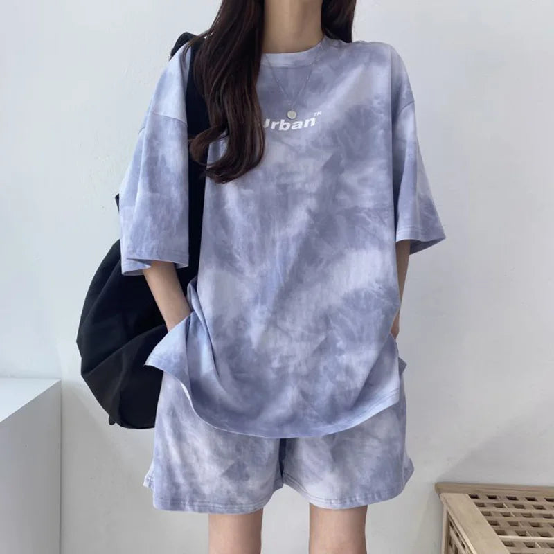 Ensemble décontracté,  colorant t-shirt ample avec poches
