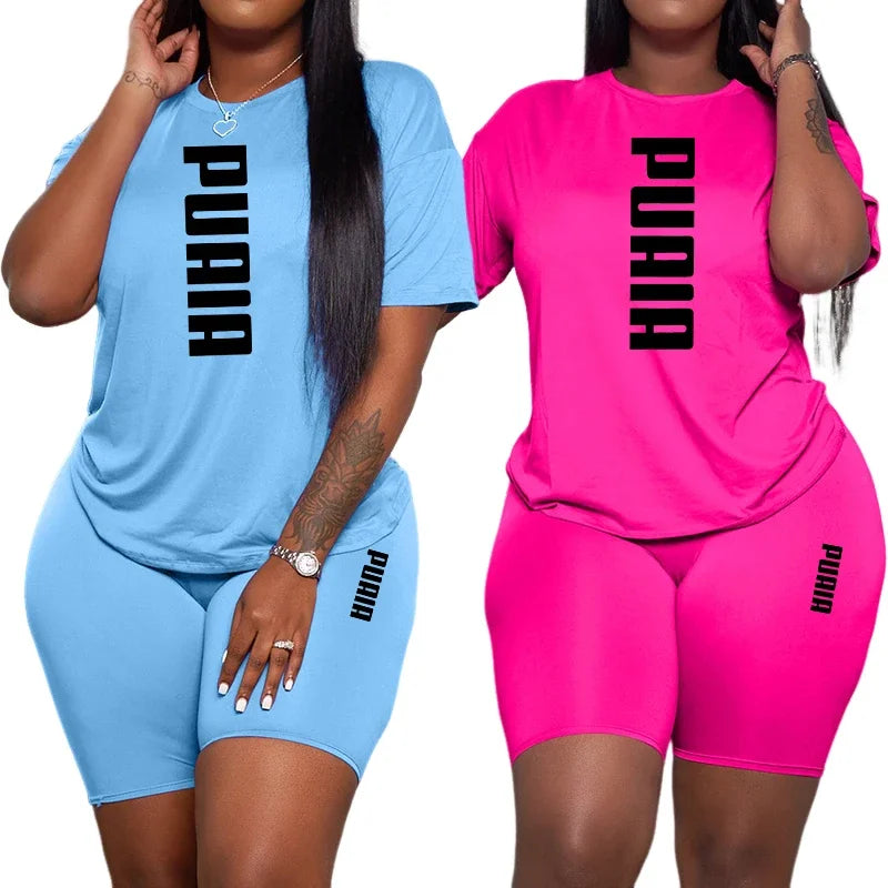 Ensemble 2 Pièces Short et T-shirt extensibles à Manches Courtes