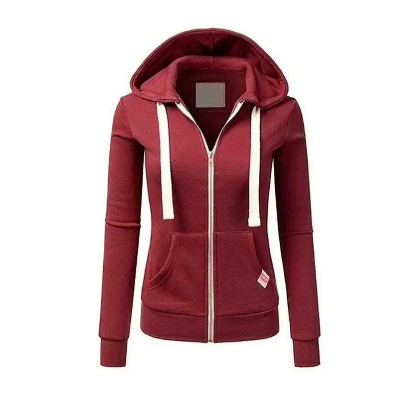Sweat à capuche de sport fermeture éclair, pull en laine