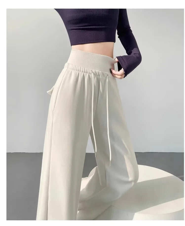 Pantalon de sport gris, taille haute