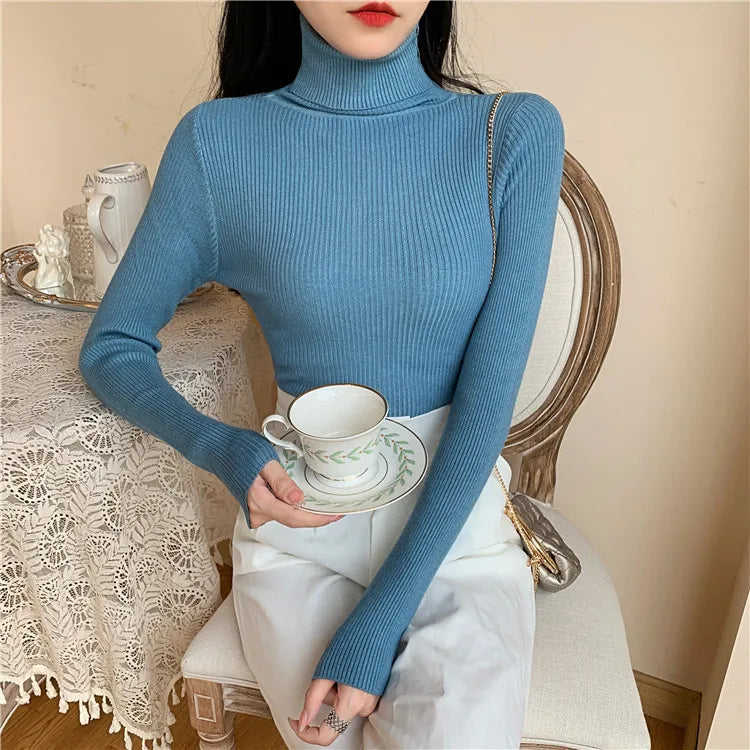Pull en maille à col roulé , manches longues