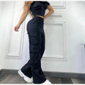 Pantalon décontracté, multipoches, taille haute