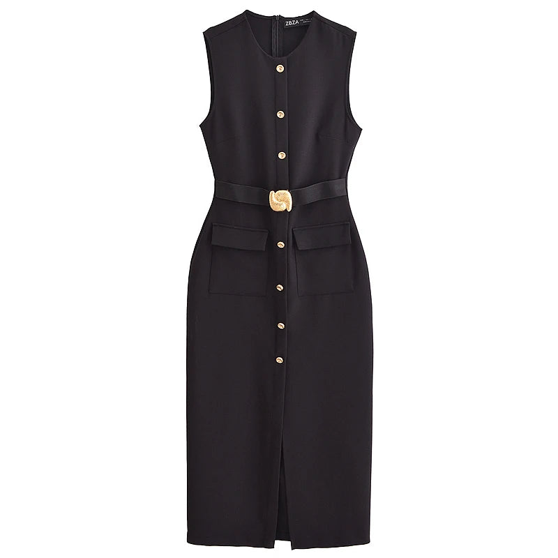 Robe Longue Boutonnée avec Poches, idéale pour un événement chic en été !