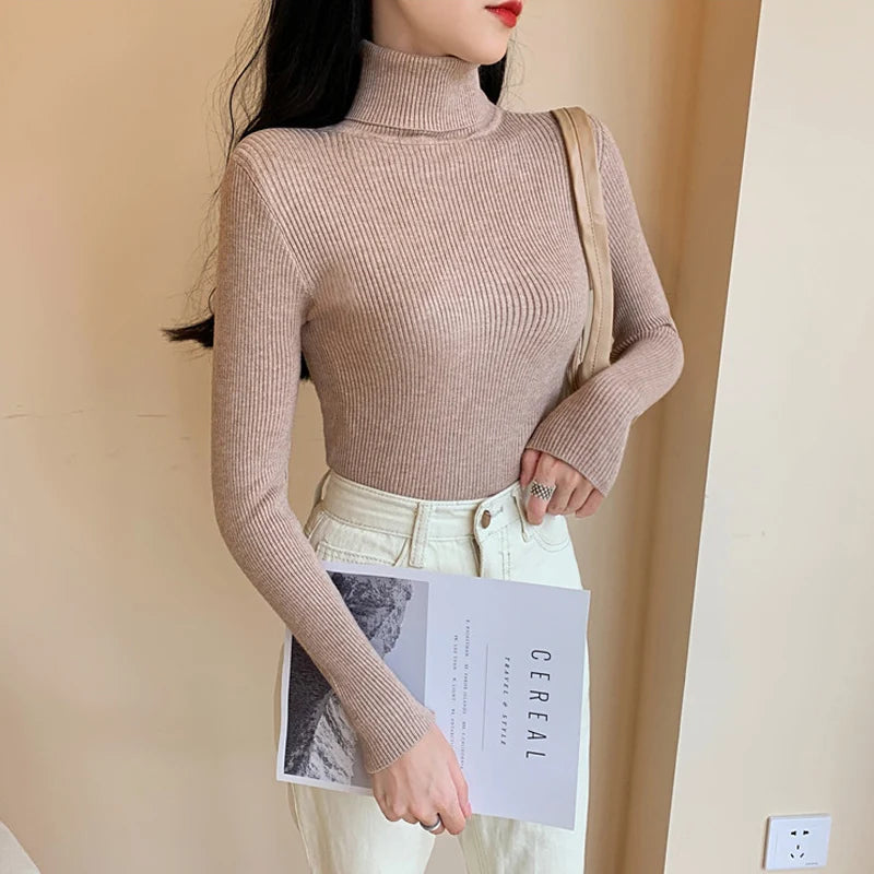 Pull en maille à col roulé , manches longues