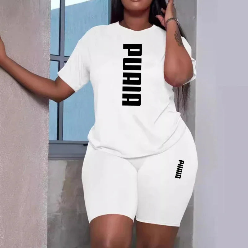 Ensemble 2 Pièces Short et T-shirt extensibles à Manches Courtes