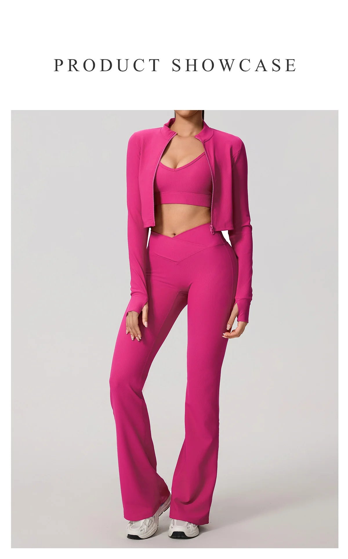Ensemble de sport femme, Hauts manches longues, Pantalon évasé