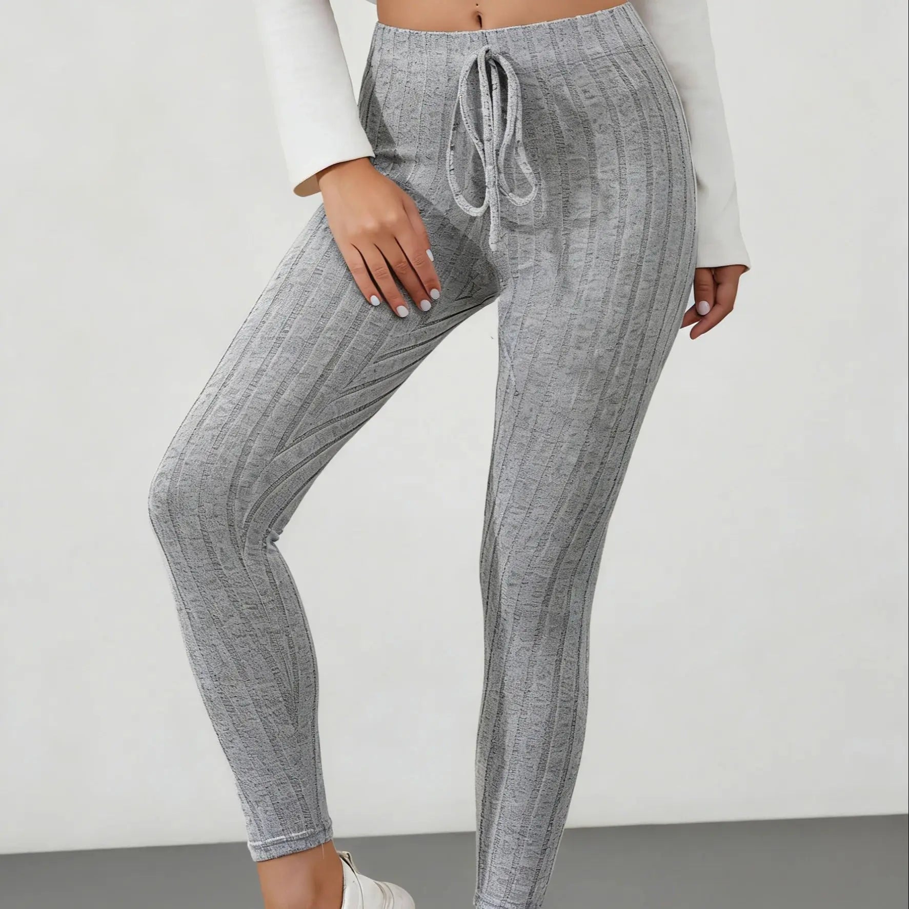 Leggings décontractés, extensibles, couleur unie, taille élastique
