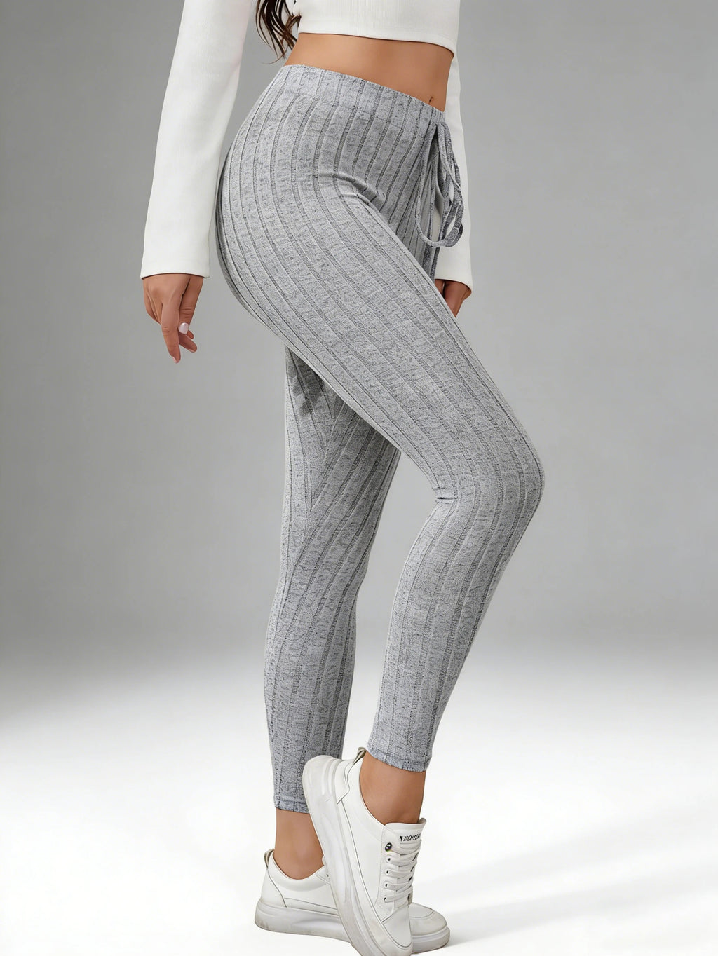 Leggings décontractés, extensibles, couleur unie, taille élastique