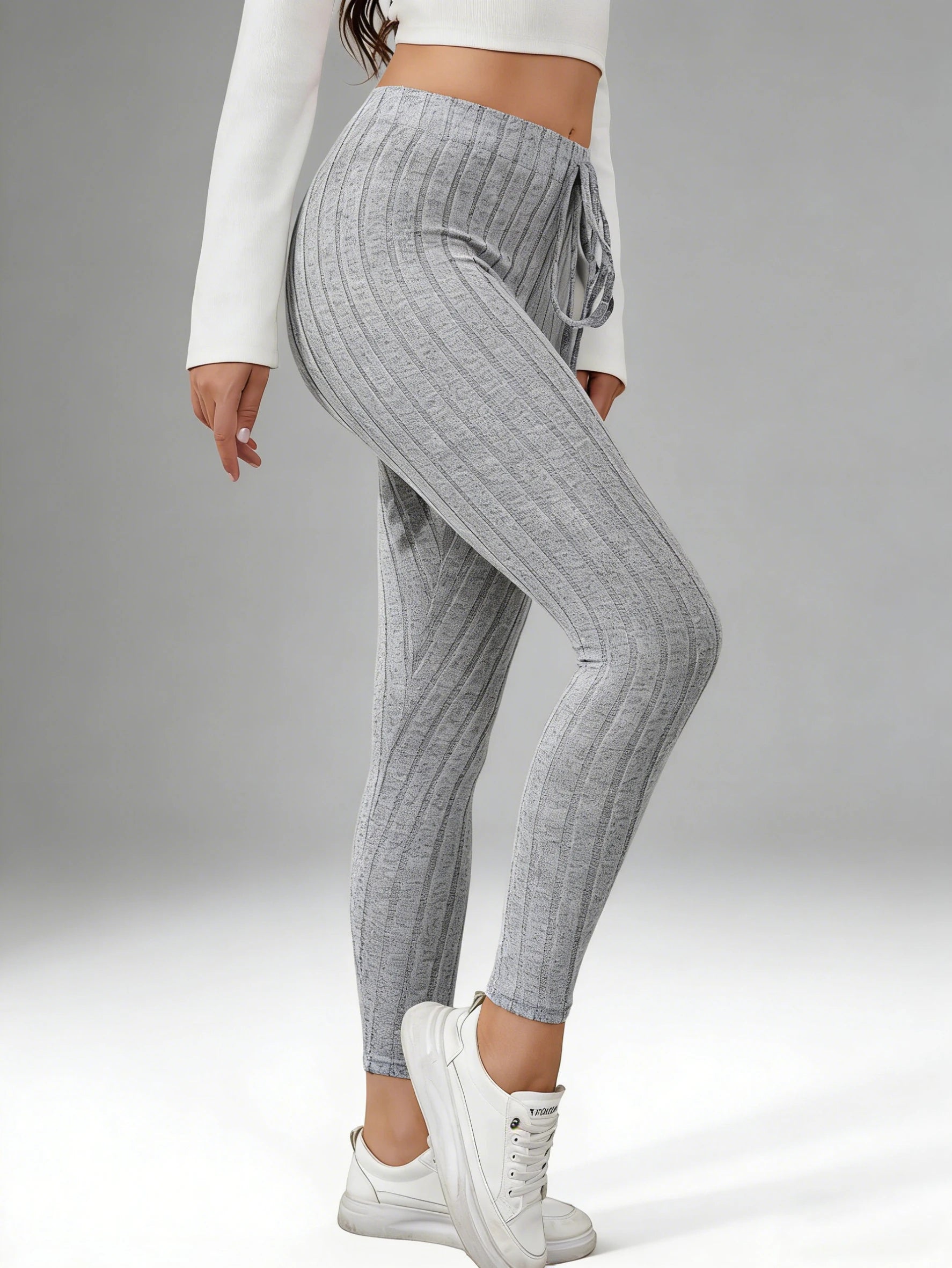 Leggings décontractés, extensibles, couleur unie, taille élastique