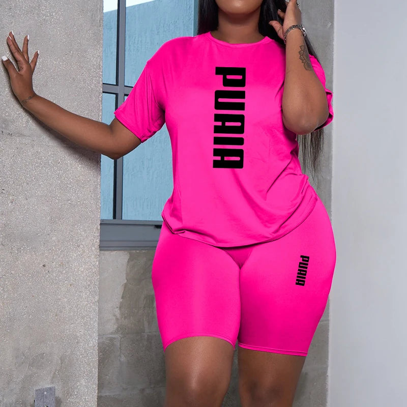Ensemble 2 Pièces Short et T-shirt extensibles à Manches Courtes