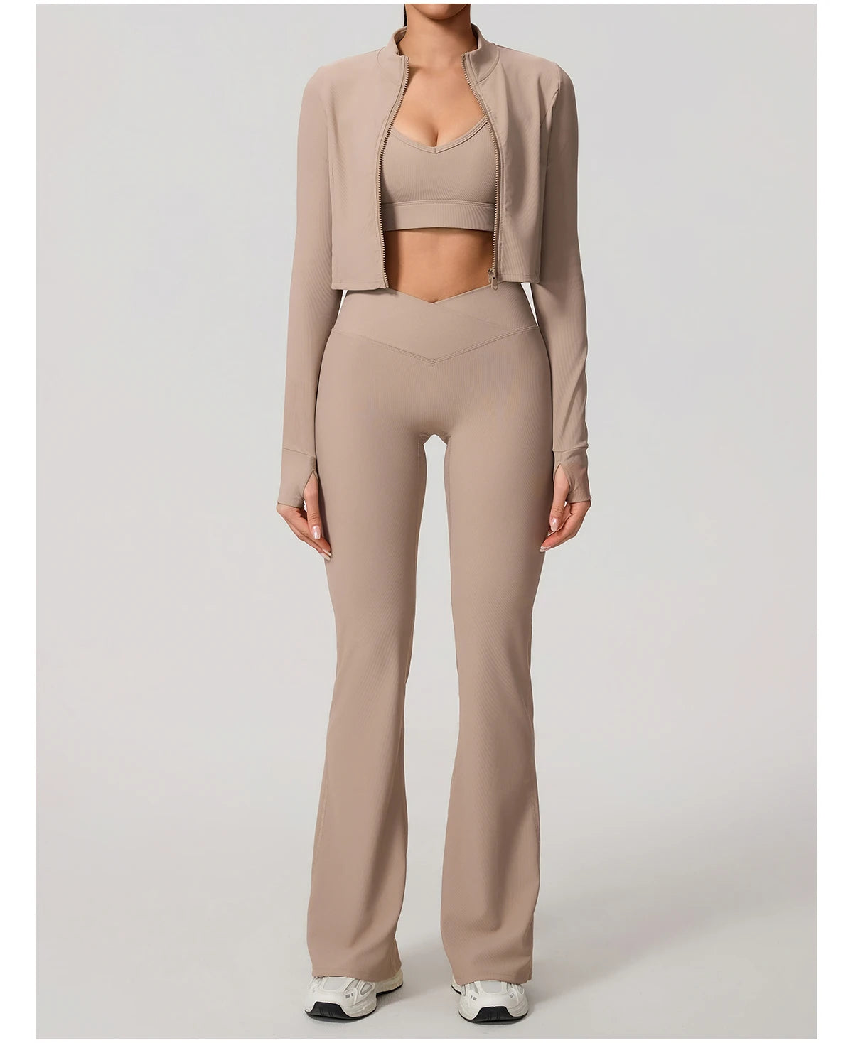 Ensemble de sport femme, Hauts manches longues, Pantalon évasé