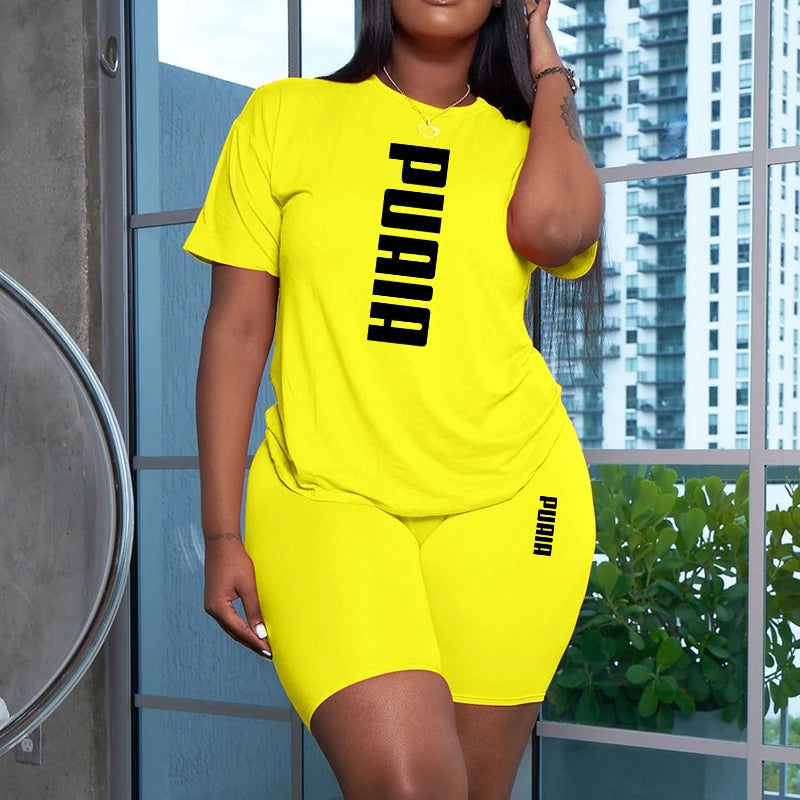 Ensemble 2 Pièces Short et T-shirt extensibles à Manches Courtes