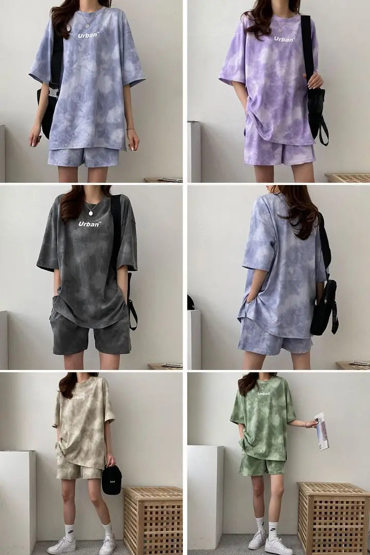 Ensemble décontracté,  colorant t-shirt ample avec poches