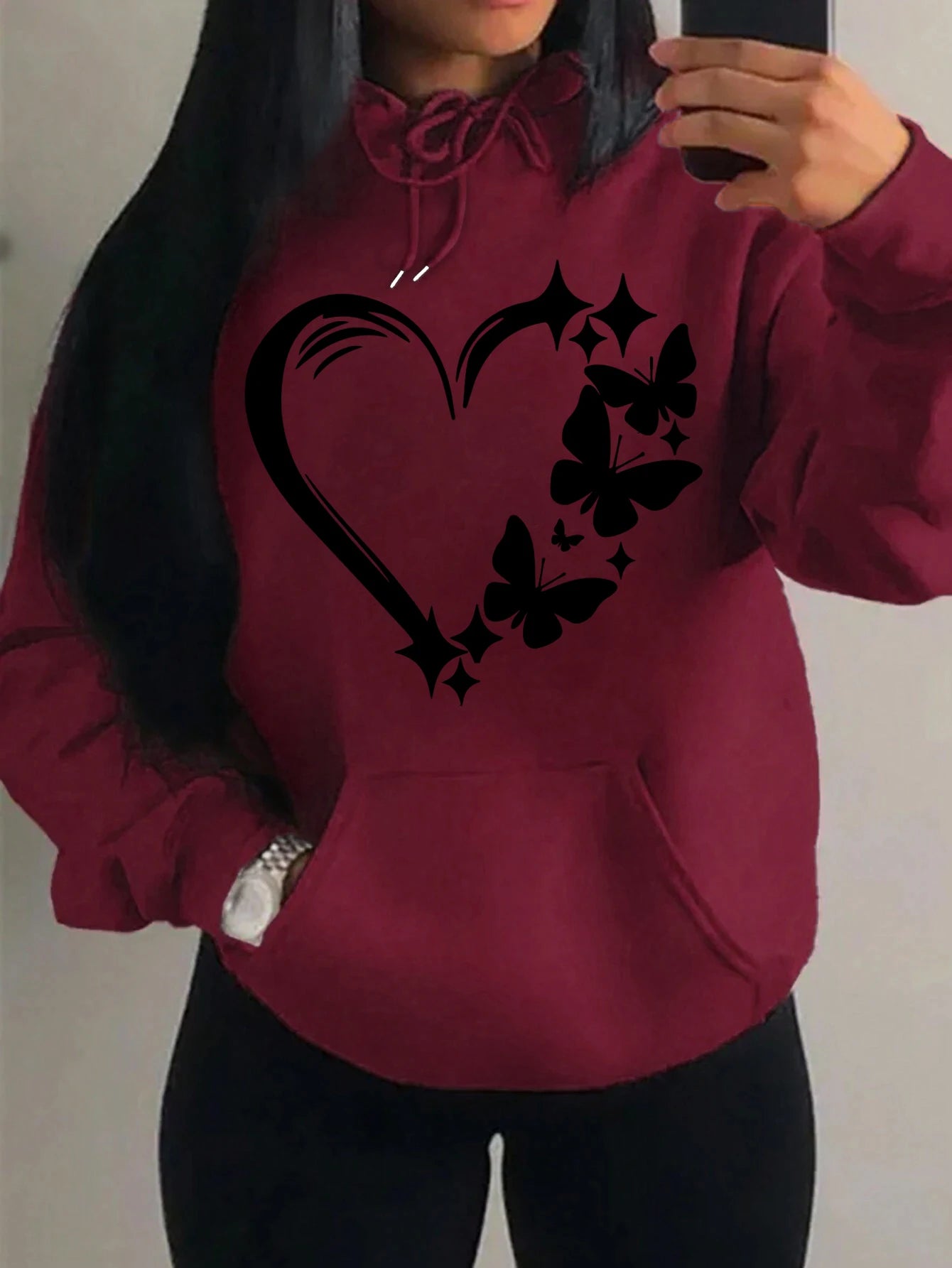 Sweat à capuche, combinaison avec motif papillon