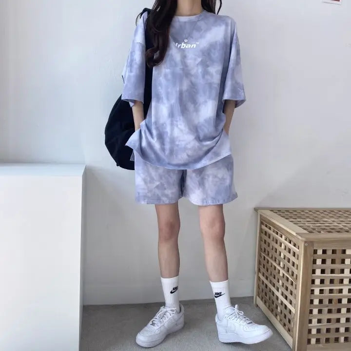 Ensemble décontracté,  colorant t-shirt ample avec poches