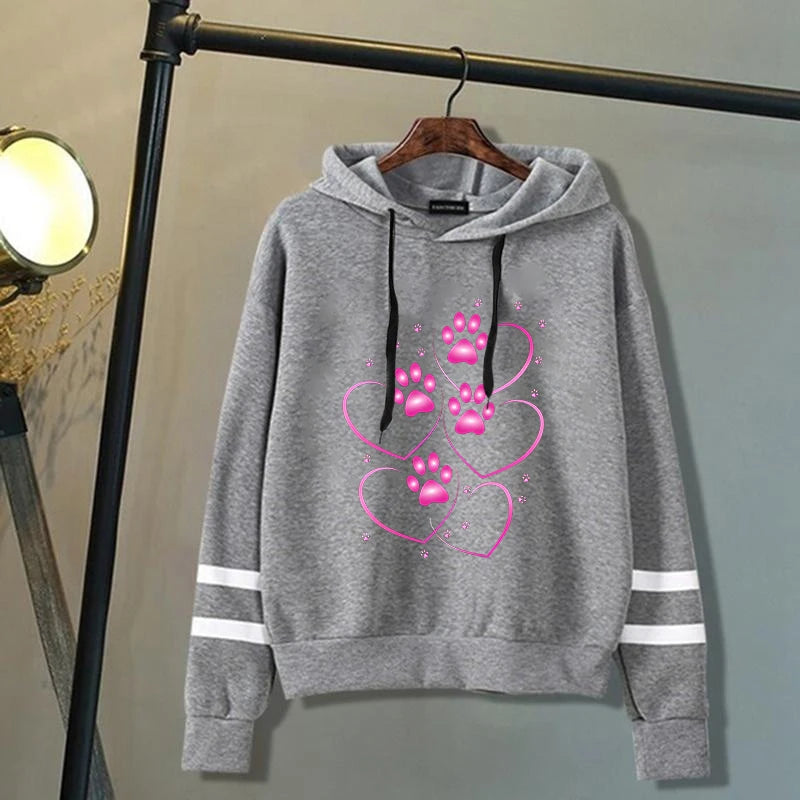 Sweat à capuche: motif patte de chiens