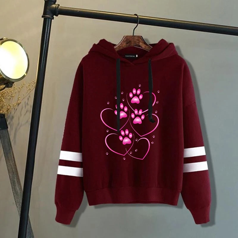 Sweat à capuche: motif patte de chiens