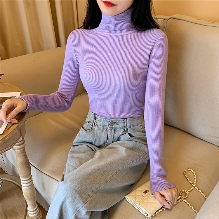 Pull en maille à col roulé , manches longues