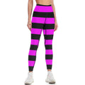 Leggings à rayures noires et rose vif, pantalons de sport