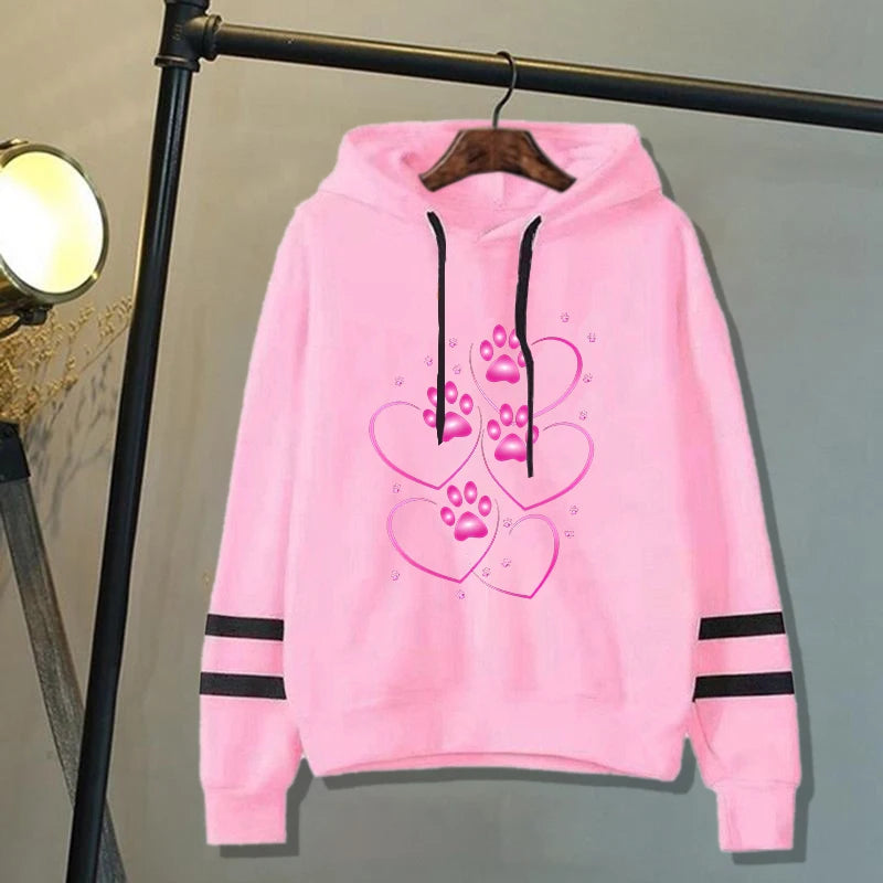 Sweat à capuche: motif patte de chiens