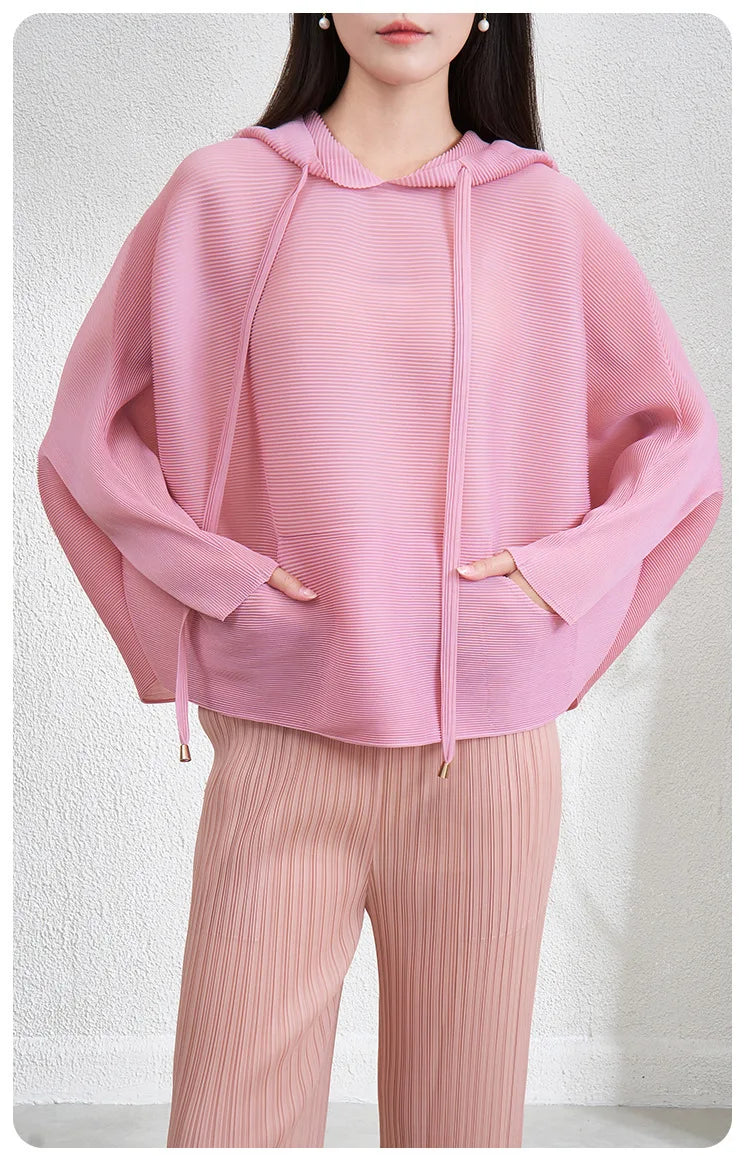 Sweat à capuche mode élastique sweat à capuche plissé hauts décontracté