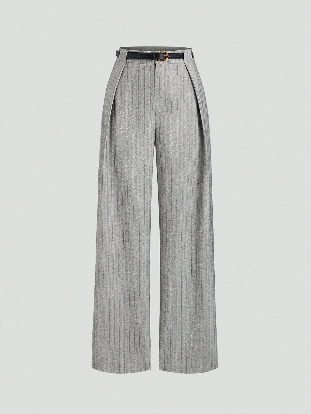 Pantalon de bureau plissé à rayures grises pour femmes, élégant, décontracté, jambes larges, ample, Long, printemps/automne