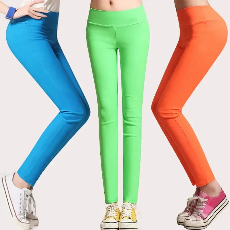 Pantalons pour femmes, 15 couleurs, nouvelle collection hiver, pantalons skinny taille haute élastiques, couleur bonbon, pantalons crayon ajustés pour femme, tailles S-6XL